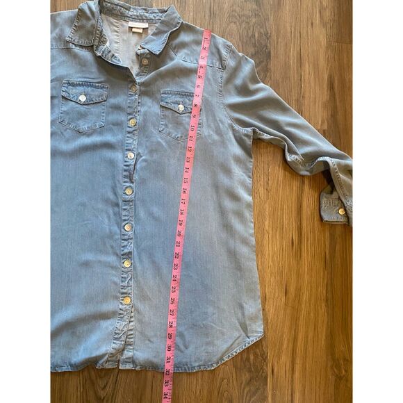 Soft Surroundings Denim Long Sleeve Top - Picture 2 of 6